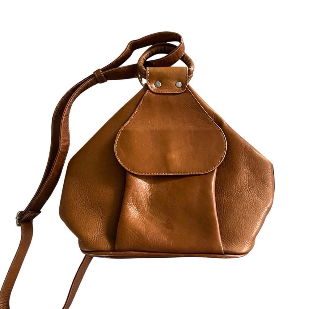 Brown Faux Leather Sling Bag